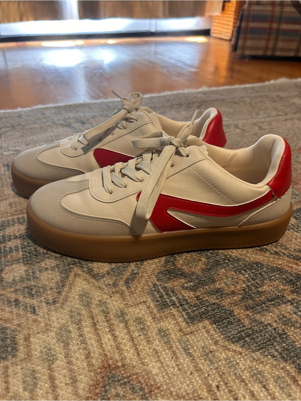 Dolce Vita Cream Sneakers with Red Accent